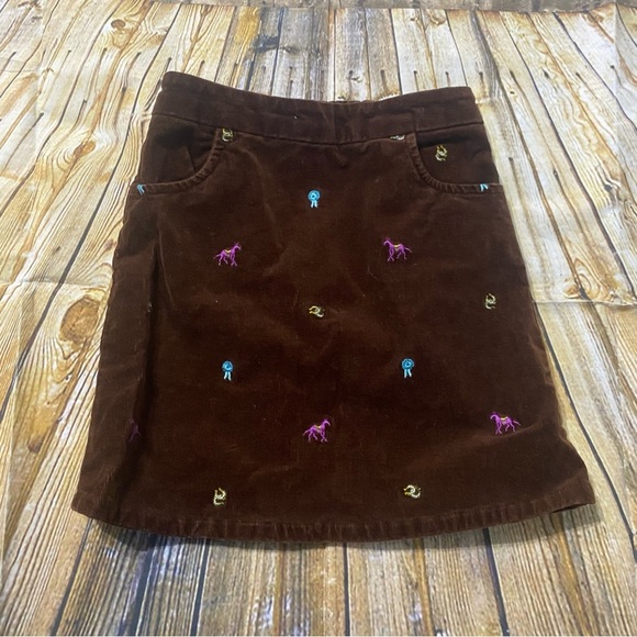 Hartstrings Brown Soft Corduroy Horse Equestrian Race Stretch Skirt - Picture 1 of 5